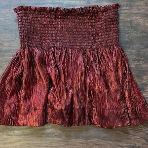 Queen of Sparkles Women’s Shimmery Red Smocked Skort